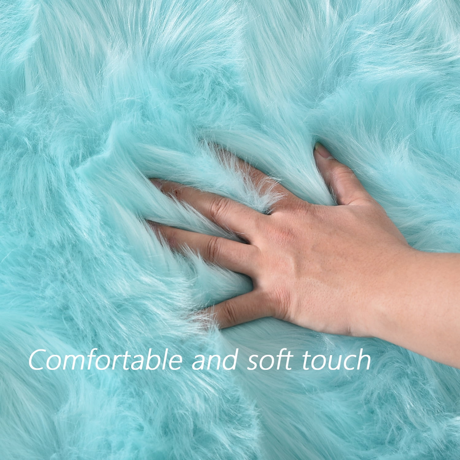 Latepis Light Blue Fur Rug 3x4, Faux Sheepskin Rugs for Living Room, Fluffy Shaggy Rugs for Bedroom, Teen Room, Dorm, Furry Rug, Boho Rug, Rectangle