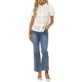 thumbnail image 2 of INSPIRE CHIC Women's Lace Tops Short Sleeve Lace Eyelet Button Down Blouse XS White, 2 of 6