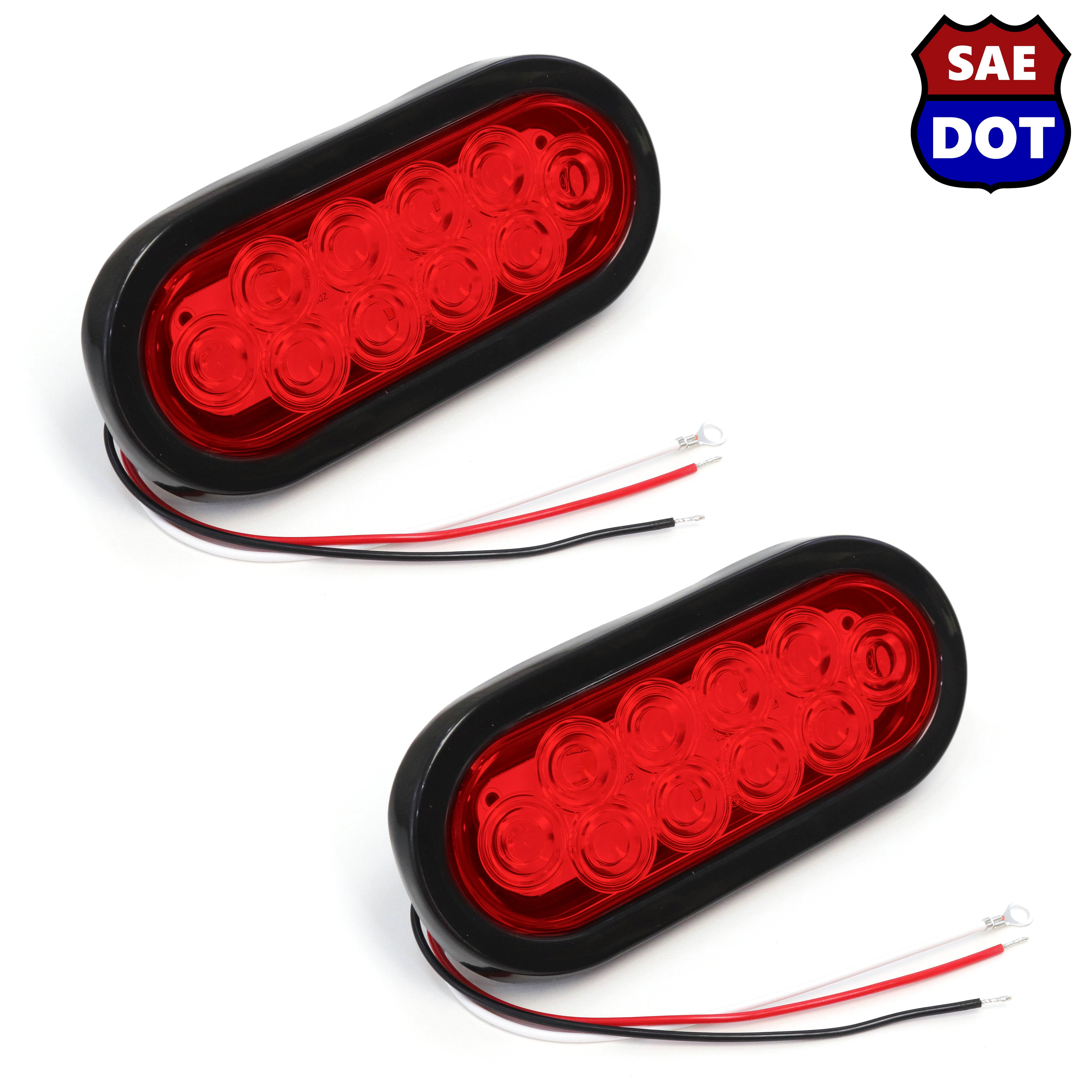 Trailer Truck LED Sealed RED 6 Inches Oval Stop/Turn/Tail Light Marine Waterproof 20 