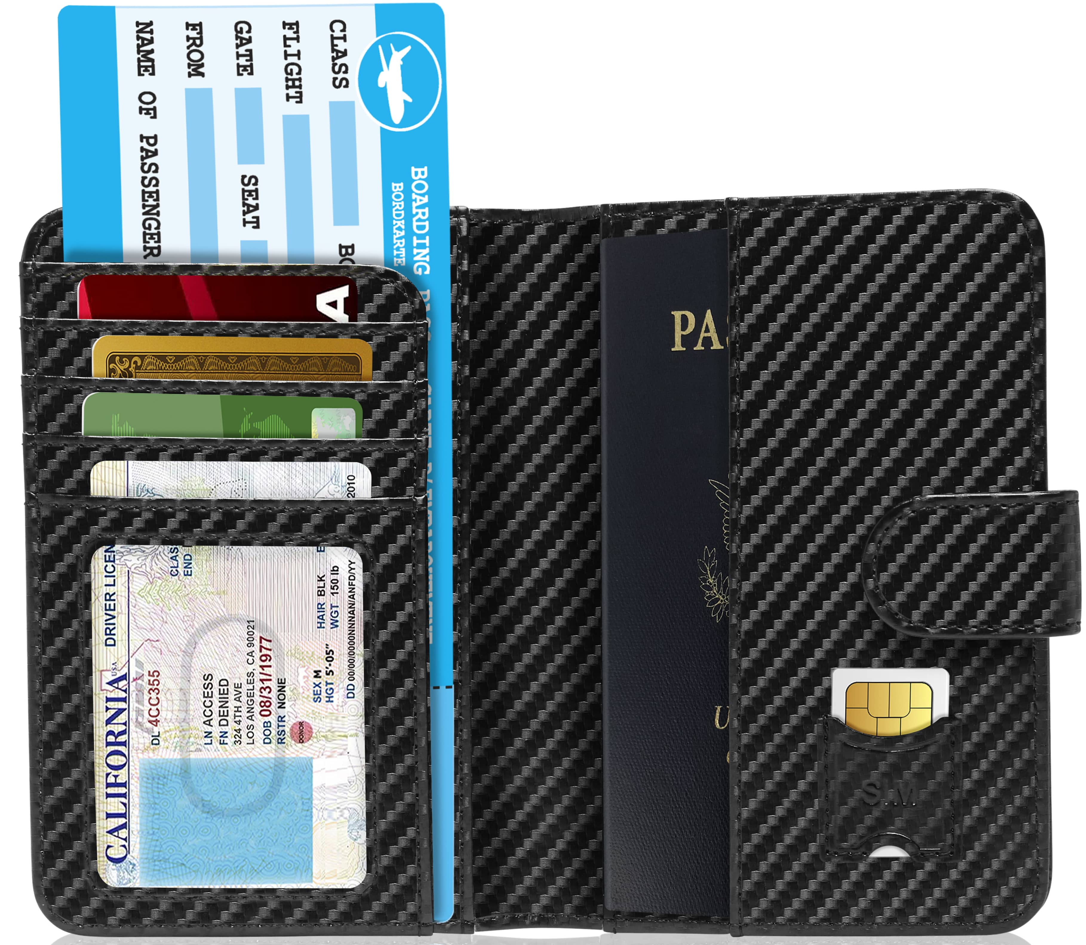 Christmas Tree Black Leather Passport Holder Cover Case Blocking Travel Wallet