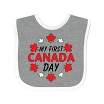 Inktastic My First Canada Day with Red and White Maple Leaves Boys or Girls Baby Bib
