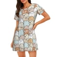 thumbnail image 1 of Fotbe Lovely Bear Bata de Dormir para Mujer con Estampado, Camisón de Algodón de Manga Corta, Ropa de Dormir Casual, 1 of 6
