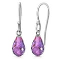 thumbnail image 2 of Galaxy Gold 14K White Gold Natural Amethyst Dangle Earrings - February Birthstone - Peace & Wisdom - Fine Jewelry for Women, 2 of 2