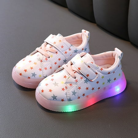 

〖Roliyen〗Girls Sneakers Led Kids Girls Sneakers Sport Light Bling Baby Luminous Children Shoes Baby Shoes