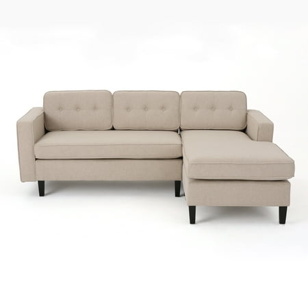Windsor Mid Century Modern 2 Piece Fabric Chaise Sectional Sofa Windsor Mid Century Modern 2 Piece Fabric Chaise Sectional Sofa Cream