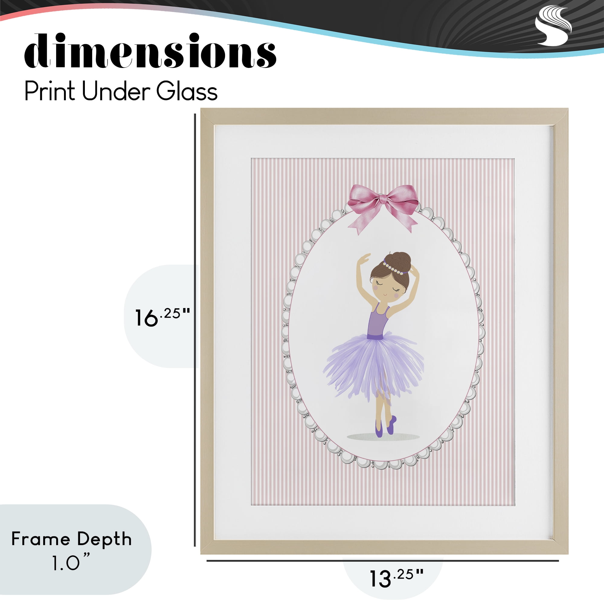 Stupell Industries Graceful Dance on Stripes Birch Framed Print Under Glass, design by Christine Simpson Art