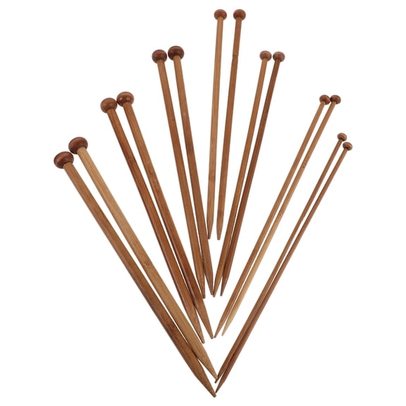 DEEPCRAFF 7 Pairs Multi-Size Wooden Double-Ended Knitting Needles Set with Ergonomic Grip for Comfortable Knitting Projects