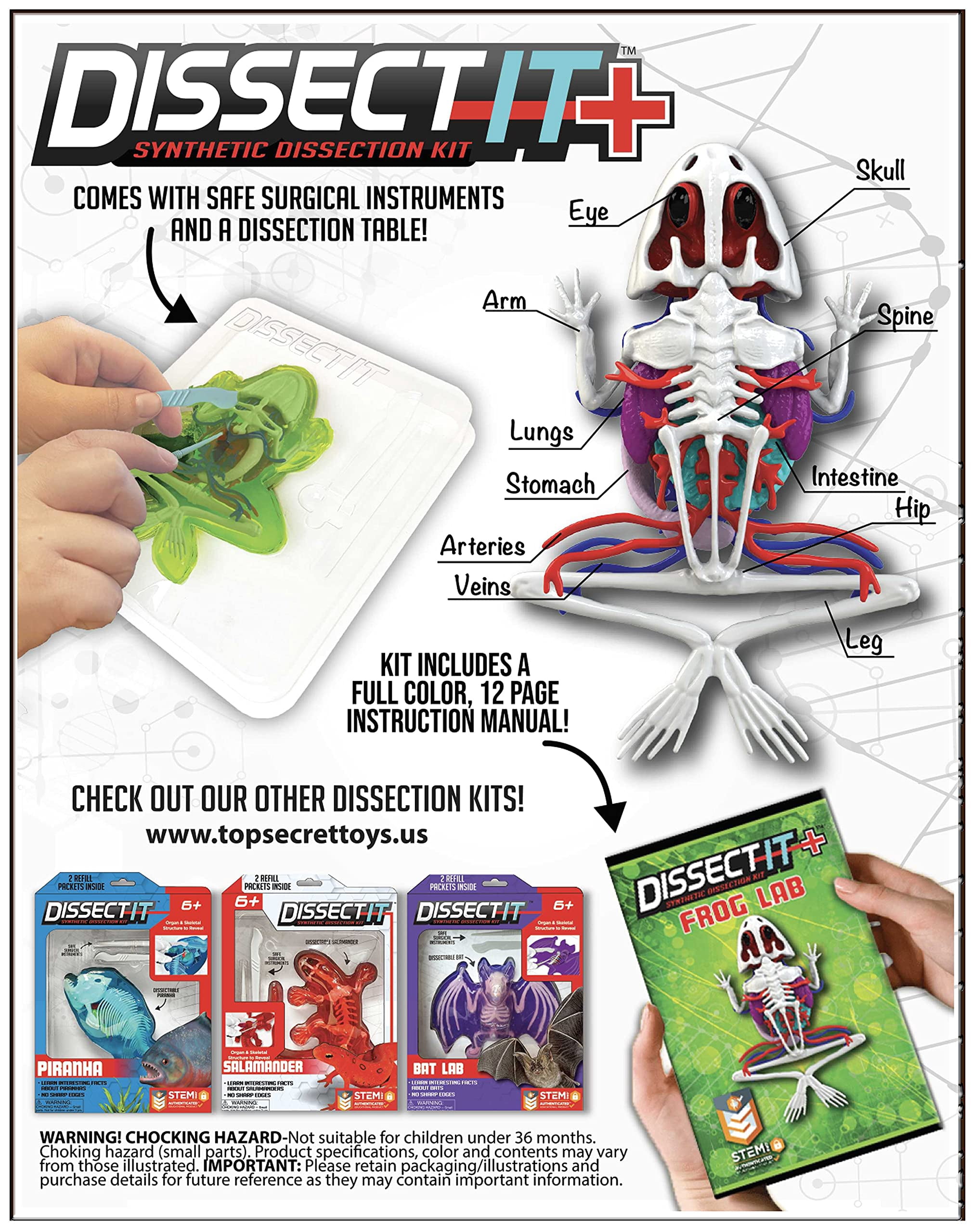 Dissect-It Simulated Synthetic Lab Dissection STEM Toy, Kids' Home Learning Science Project, Great for Young Scientists! - Frog Plus