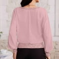 thumbnail image 4 of Dressy Tops for Women Long Sleeve Sequins Patchwork Fashion Pullover Blouses Loose Sparkly Party Holiday Outfits (L, Pink), 4 of 4