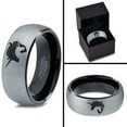 thumbnail image 4 of Tungsten Yin Yang Mythical Unicorns Band Ring 8mm Men Women Comfort Fit Black Dome Brushed Gray Polished, 4 of 4