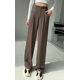 thumbnail image 1 of Pantalones de otoño para mujer, lisos, combinables, sencillos, informales, de cintura alta, para oficina, elegantes, holgados y cómodos, ropa de calle Ulzzang, 1 of 6
