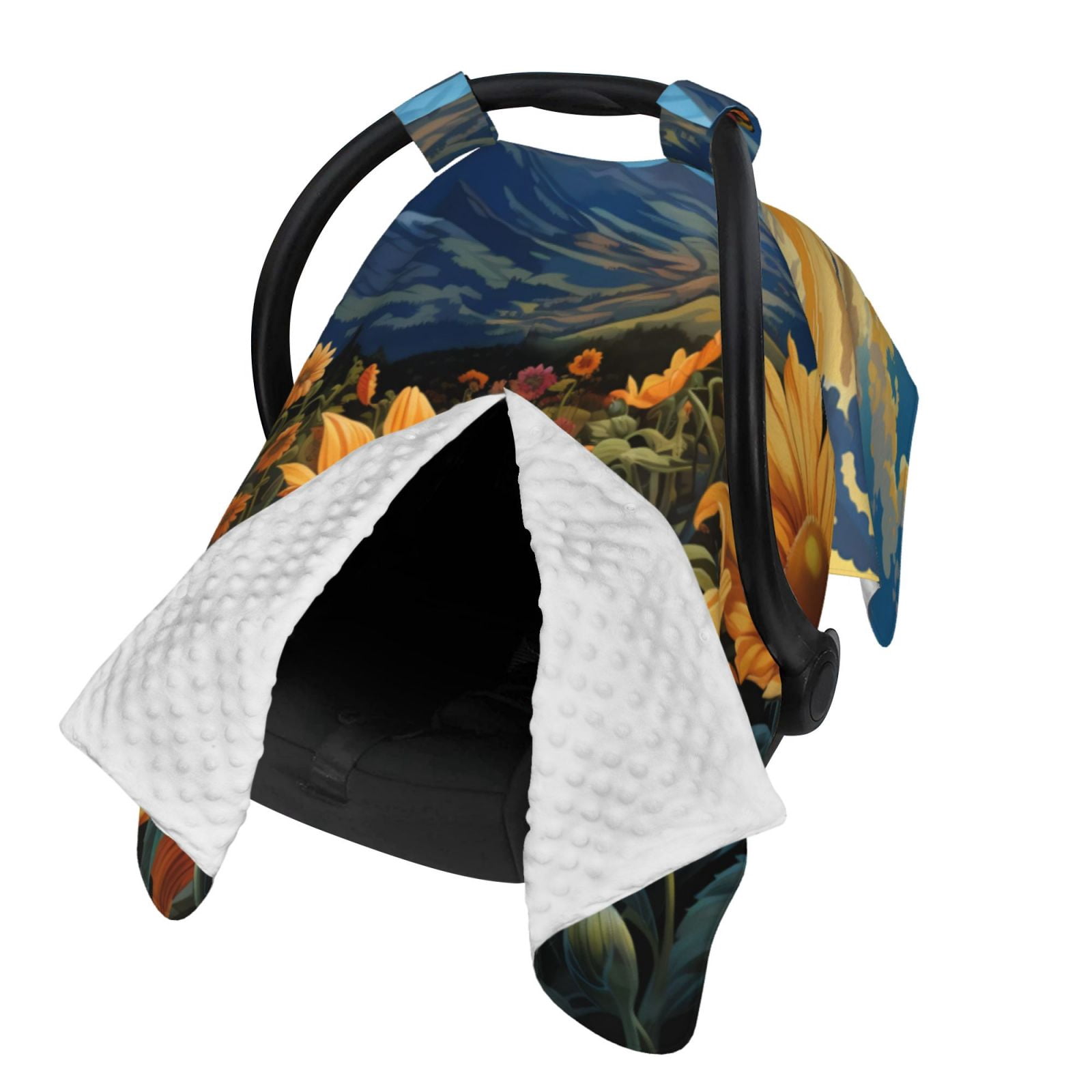 Naloa Sunset Sky Sunflower Baby Car Seat Cover, Breathable Baby Carrier Cover, Multiuse Baby Carrier Cover & Nursing Breastfeeding Cover