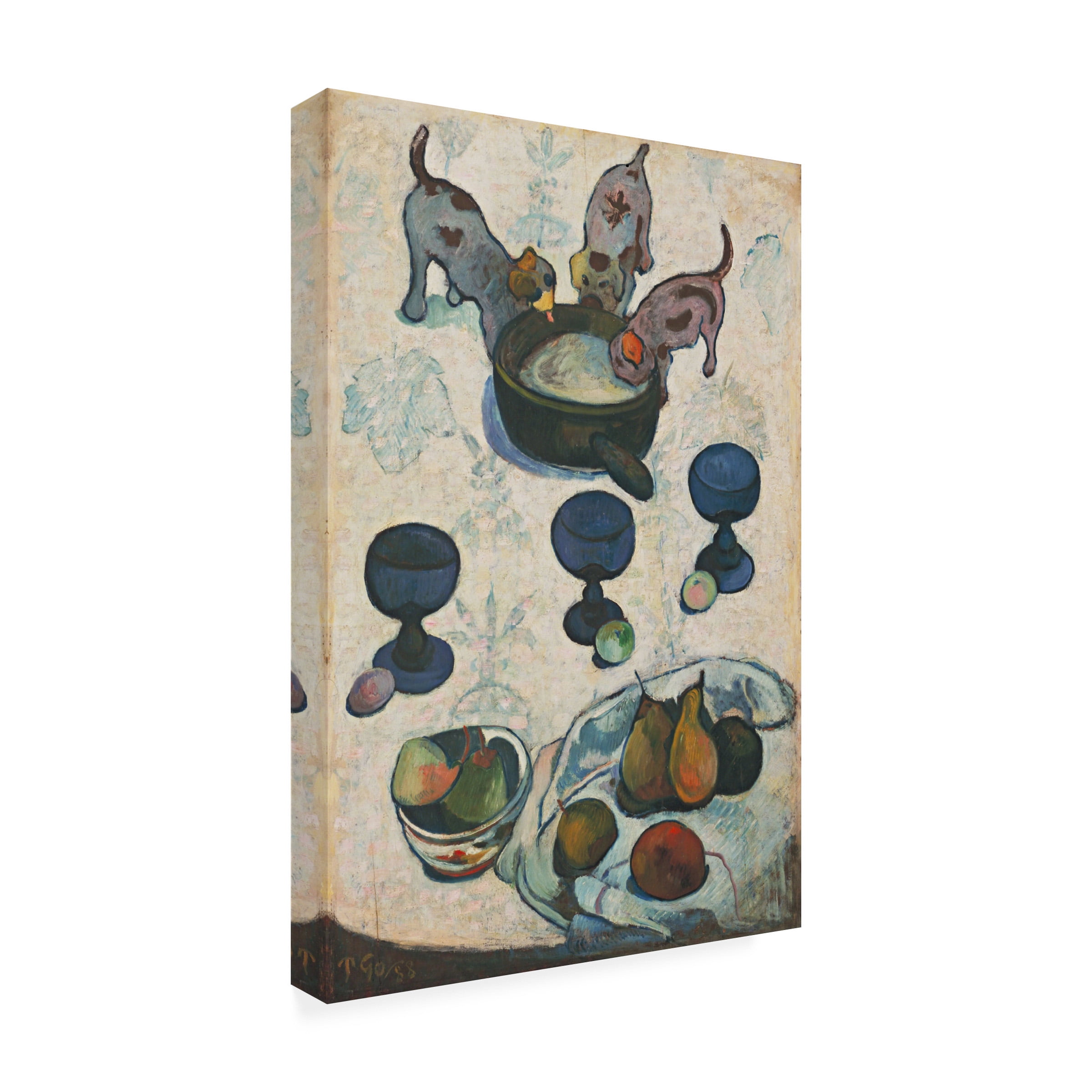 Trademark Fine Art Gauguin Still Life with Three Puppies Canvas Wall Art - 30x47