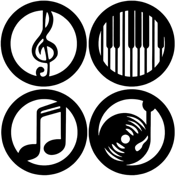 Jiibva 4Pcs Wood Wall Art Decor, Music Note Wall Decor, Hanging Music Wall Sign for Home Studio Bedroom Gallery Bar Party Decorations