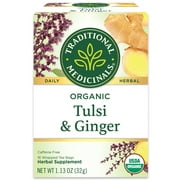 Traditional Medicinals Tea, Organic Tulsi with Ginger, Tea Bags, 16 Count