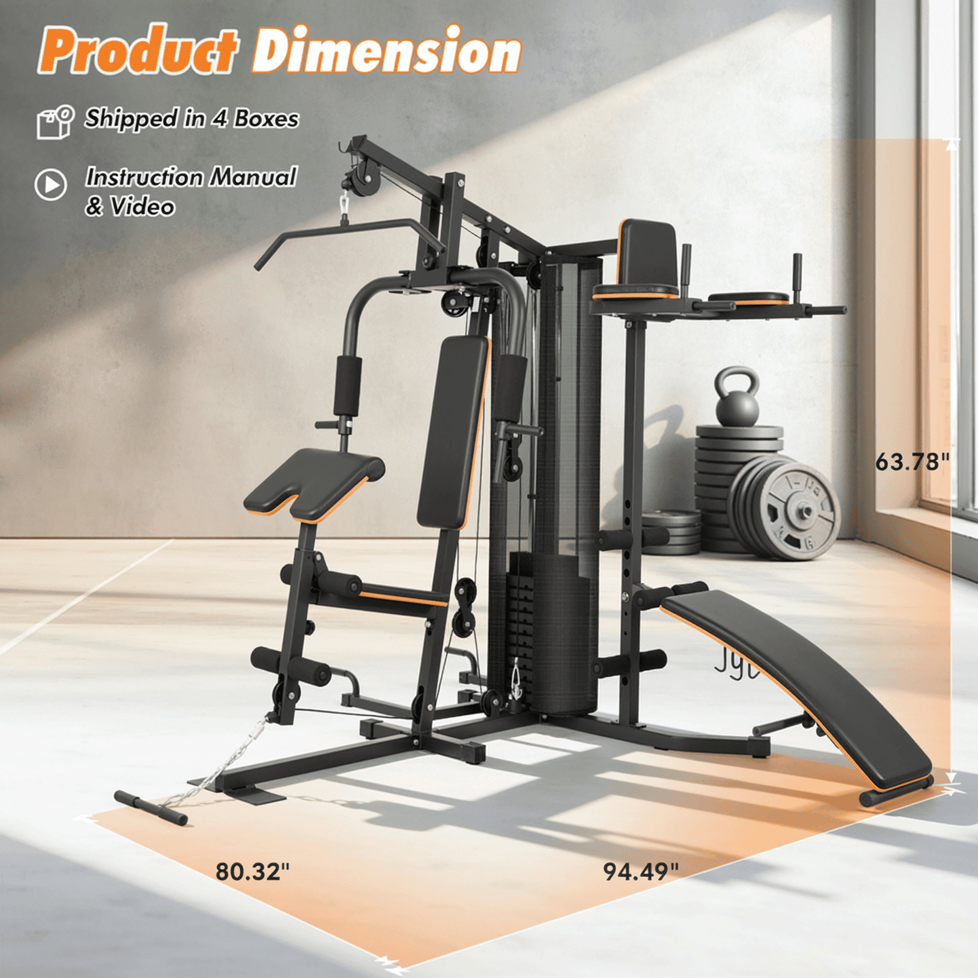 Naipo Home Gym Station with Multifunctional All in One Home Gym 300 lbs Weight Capacity Sturdy Stable Structure Clear Assembly Guide for Beginner Users