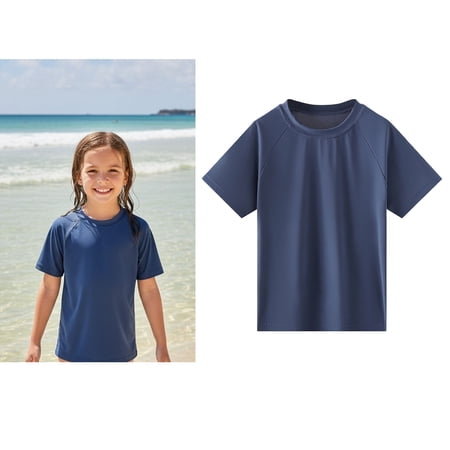 Girls Rash Guard Swim Shirt Short Sleeve Protection Sun Shirt Quick Dry Boys Fashion Swim Top 11-12 Years