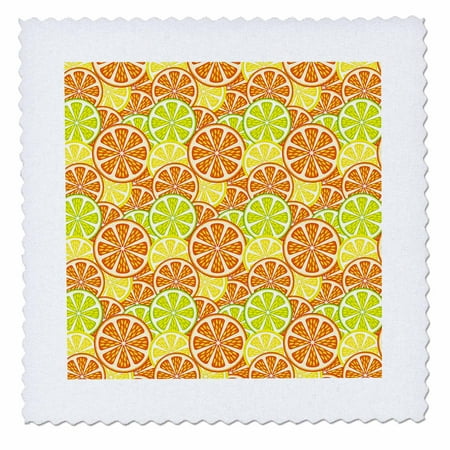 Roses Quilt Pattern - 3dRose Lemon, Lime and Orange Slices Pattern - Quilt Square, 6 by 6-inch