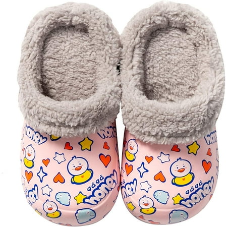 

CERYTHRINA Little Kids Lined Clogs Girls Boys Slide Lightweight Garden Shoes Slip-on Cotton Slippers
