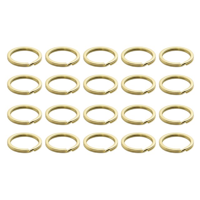 Llaveros de acero inoxidable - 20 piezas Llaveros abiertos redondos dorados Llaveros - Anillos de llavero de metal MFZFUKR BST3014442-3