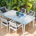 thumbnail image 2 of Blue Octopus Coastal Table Cloths for 4 Foot Rectangle Tables, Coral Summer Beach Nautical Ocean Blue Patio Waterproof Elastic Fitted Tablecloths, Washable Rectangular Table Cover for Camping, 2 of 8