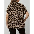 thumbnail image 6 of Cuteduck Womens Plus Size Blouses Leopard Print Button Down Loose Fit Casual Short Sleeve Top 1X-5X, 6 of 6
