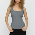 thumbnail image 4 of Sleeveless Workout Tops For Women, Built In Bra Casual Square Neck Workout Athletic Crop Elastic Tank Tops Spring Women 2025 Tops Trendy Cap Sleeve Womens Fashion Tops Yoga (5XL, Gray) ZMTing, 4 of 4