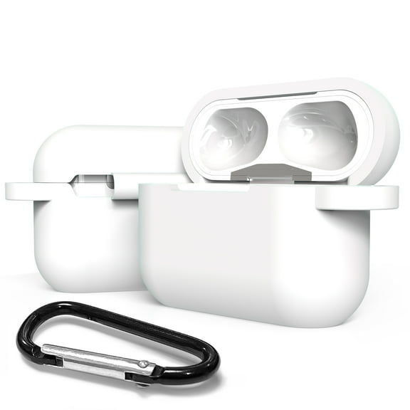 Beyond Cell Silicone White Soft Case Cover W/ Keychain Clip Designed for Airpods Pro Charging Shock-Absorbing Case Protection