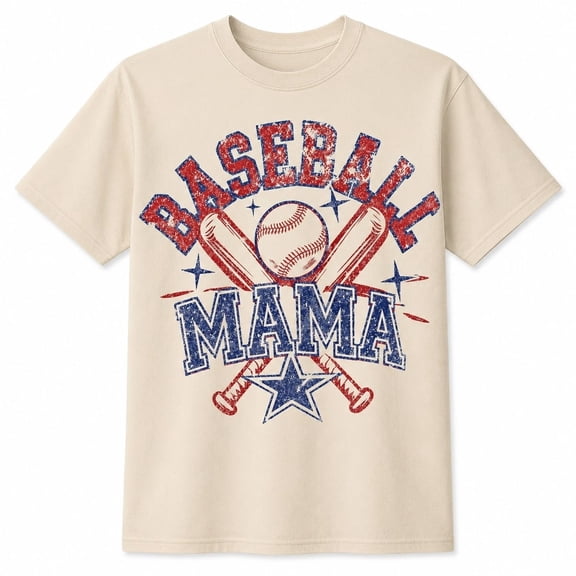 Baseball Mama Retro Graphic T-Shirt | Vintage Distressed Baseball Mom Tee | Unisex Classic Fit