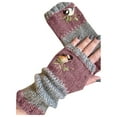 thumbnail image 4 of Women Winter Gloves, Fashion Cute Bird Embroidered Soft Knit Hand Warm Fingerless Mitten for Office Computer Working, 4 of 4