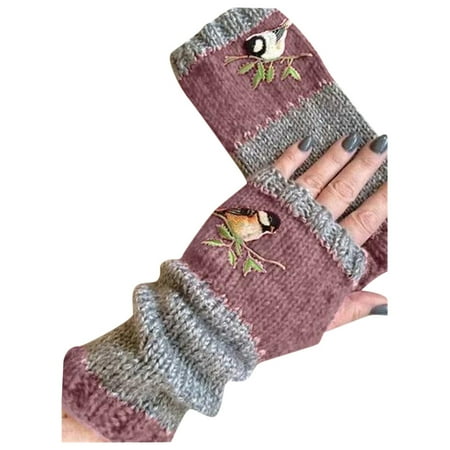 

Jpgif Women Gloves Female Winter Knit Gloves Warm Plus Velvet Outdoor Gloves