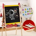 thumbnail image 5 of Shininglove Kids Wooden Easel with Paper Roll, Adjustable Magnetic Drawing Board Whiteboard & Chalkboard Dry Easel Board, Toddler Art Easel for 3-12 Yrs Old Boys Girls, 5 of 7