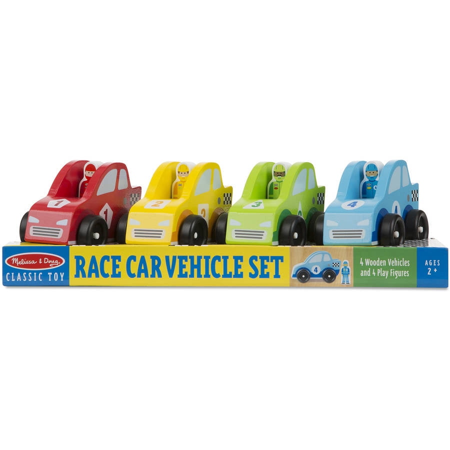 melissa and doug wooden race car set