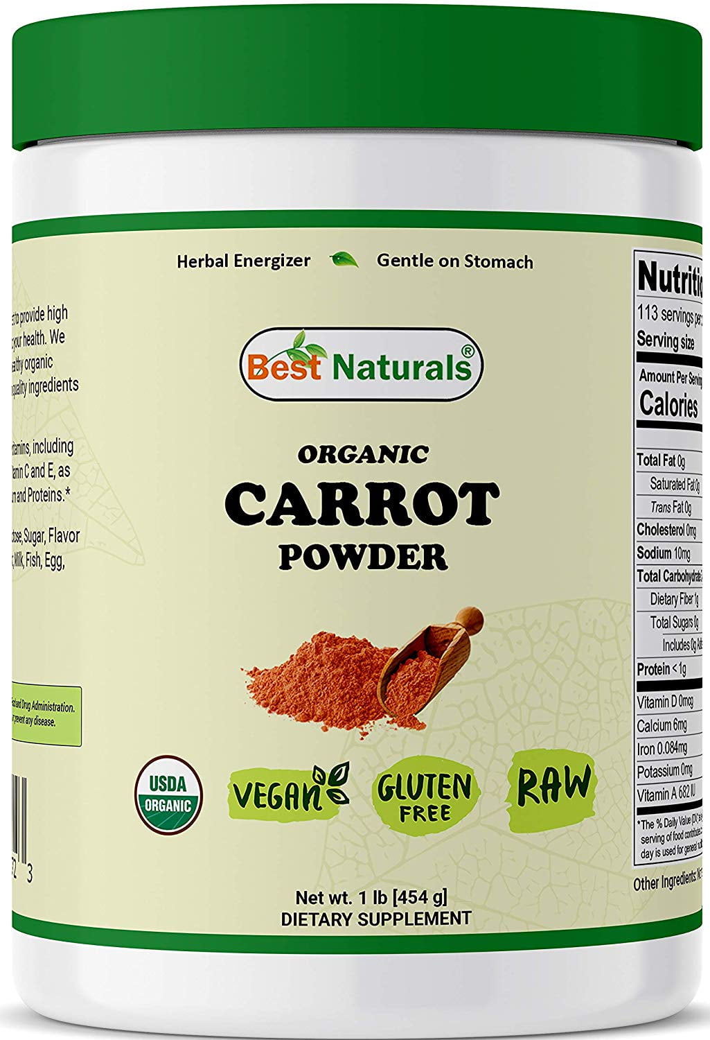 Best Naturals Certified Organic Carrot Powder 1 Pound (454 Grams