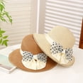 thumbnail image 2 of SikaFu Summer New Black Dot Bow Grass Hat Female Small Fresh Sweet Sun Hat Fashion Temperament, Sun Hat, 2 of 7
