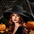 thumbnail image 4 of TEAJOPSUU Women's Halloween Witch Hat Knitted Pointed Wizard Hat for Party Vacation Holiday Black, 4 of 5