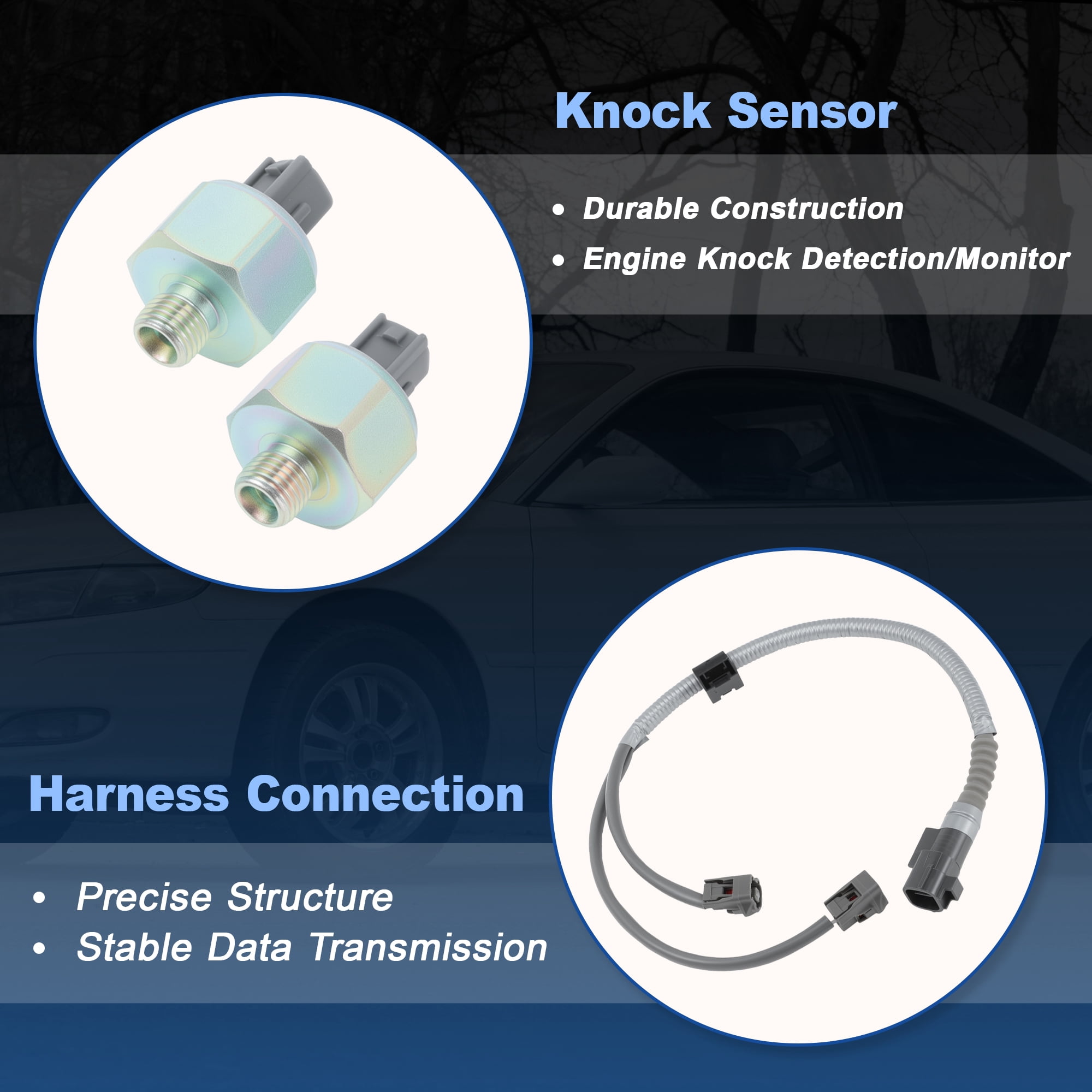 Unique Bargains 1Set 8961512090 Knock Sensor with Harness Set for Lexus ES300 RX300 2000-2003 for Toyota Avalon Camry Highlander Sienna Solara Celica