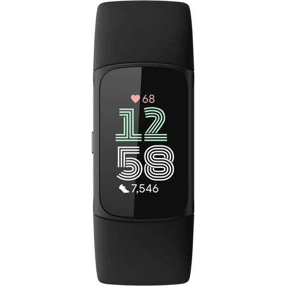Restored Fitbit GA05195-WW Charge 6 Fitness Tracker, Black Case w/ Black Band (Refurbished)