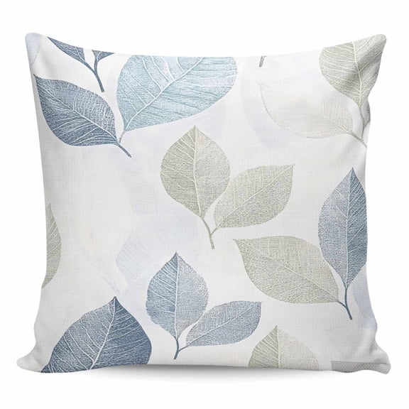 Throw Pillow Covers 24x24 Inch, Sage Green Blue Leaves Decorative Pillow Cases for Couch Sofa Bed, Vintage Rustic Botanical Cotton Linen Square Home Decor Pillowcases with Hidden Zipper