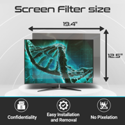 EZ-Pro Screen Protector Privacy Screen Panel for 22 inches (Screen Measured Diagonally) Computer Monitor, Anti Blue Light and Easy Installation, Screen Panel Size 12.5 Height x19.4 Width