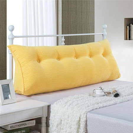 - WOWMAX Large Bolster Triangular Positioning Support Reading Backrest Wedge Pillow Headboard for Day Bed Bunk Bed RV/Trailer with Removable Cover Yellow 47x7.9x19inch