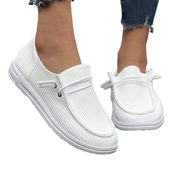 Pandaie Women's Slip on Loafers Orthopedic Wide Toe Boat Casual Shoes Lightweight Office Business Work Moccasins with Arch Support White 7.5