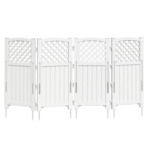 Devoko Fence Privacy Screen,4 Panels Outdoor Screen Enclosure for Patio & Yard, Resin Fence Panels Ideal for Hiding Air Conditioner and Trash Can, White