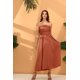 thumbnail image 2 of Vestido largo convertible multidireccional para mujer, vestidos largos griegos de fiesta (rojo ladrillo-M), 2 of 5