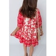 thumbnail image 3 of Women's Red Floral Mini Dress – Casual Bohemian V Neck Half Sleeve for Summer Outings, XL, 3 of 6