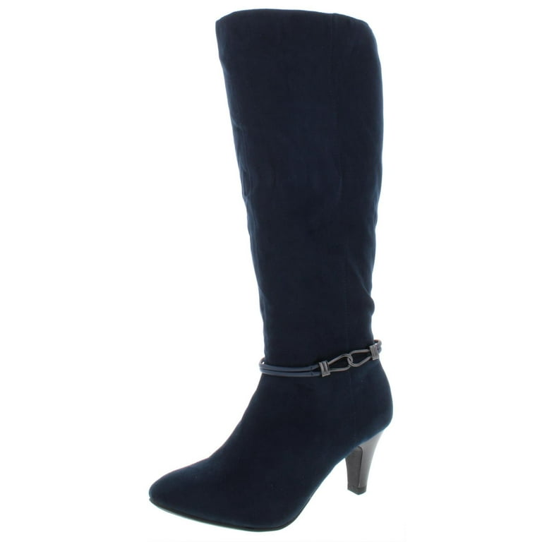 Karen Scott Womens Hollee Wide Calf Faux Leather Dress Boots