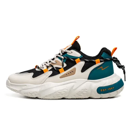 

New Fashion Men Sneakers Ventilate Versatile Slip-ons Soft Casual Shoes Thick Sole Mesh Lace Up Wear Resistant Running Shoes (orange EU42)