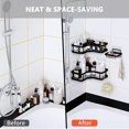 PHANCIR 5 PCS Corner Shower Caddy, No Drilling Stainless Steel Shower Storage Rack with Hooks & Toothpaste Holder for Bathroom, Black