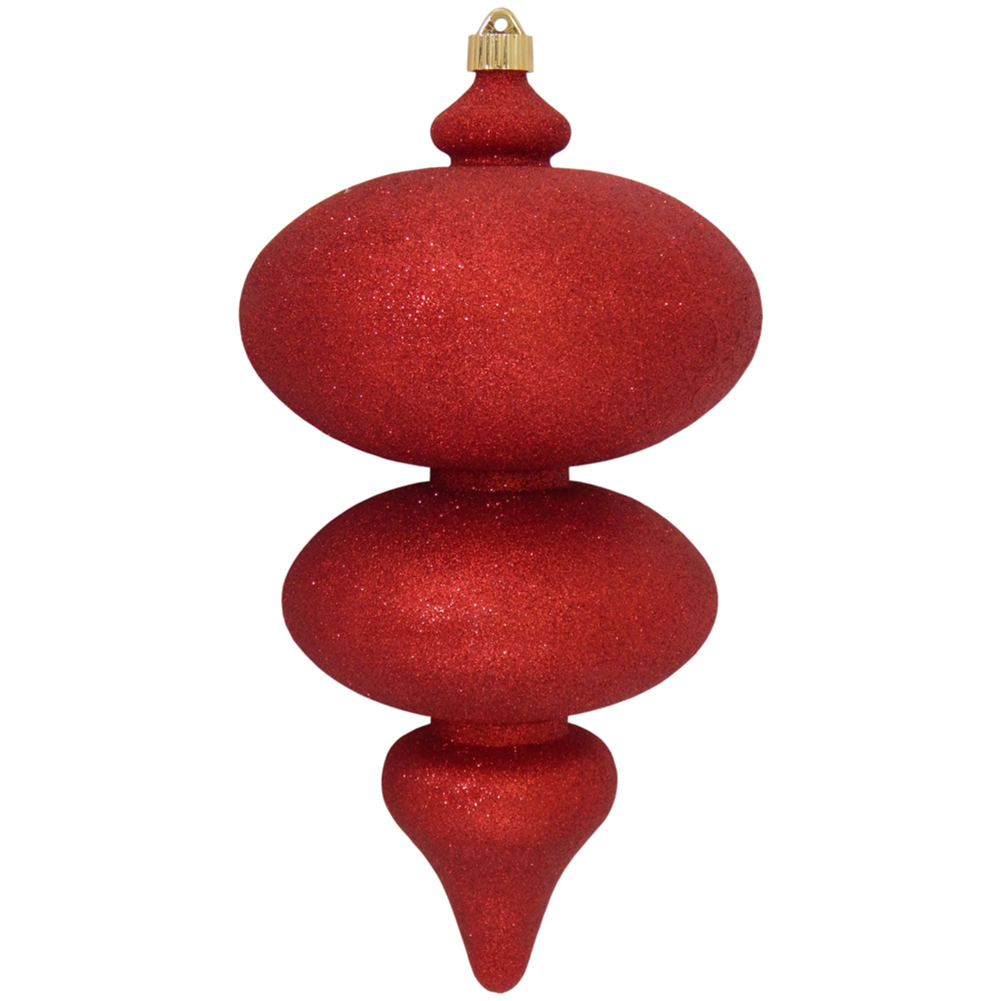 Red Shatterproof Glitter Christmas Jumbo Finial Ornament 15" (380mm