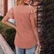 thumbnail image 4 of Camisetas Casuales de Manga Corta de las Mujeres con Cuello en V, Cuello Redondo, Color Sólido Blusa Ligera de Poliéster, 4 of 7